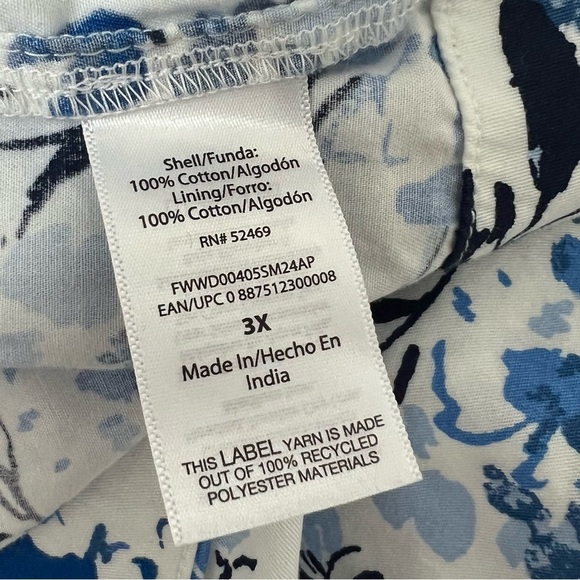 Free Assembly Cotton Sleeveless Square Neck Midi Dress 3X Floral Cottagecore - Picture 15 of 16